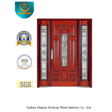 Puerta de seguridad de estilo clásico con vidrio y hierro (B-9008)